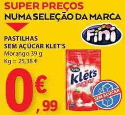 PASTILHAS SEM AÇÚCAR KLET'S Morango 39 g