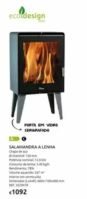 Casa Peixoto Salamandra a lenha lacunza atlantic 614 promoção