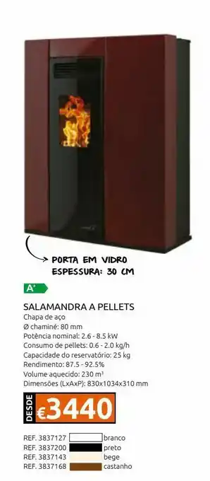 Casa Peixoto salamandra a pellets 8.5 kw dielle aria ostro 80 glass promoção