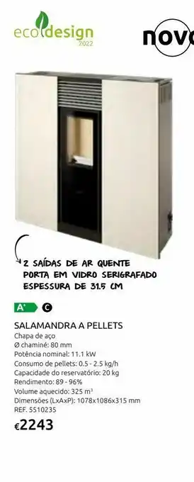 Salamandra phoenix 12kw canalizavel branco perola a pellets