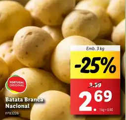 Lidl Batata Branca Nacional Emb. 3 kg promoção