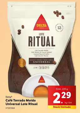Lidl Delta Café Torrado Moído Universal Lote Ritual Emb. 220 g promoção