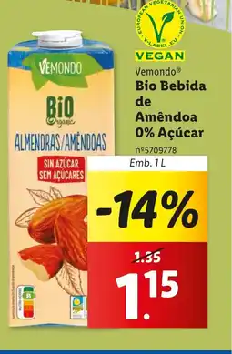 Vemondo Bio Bebida de Amêndoa 0% Açúcar emb. 1L