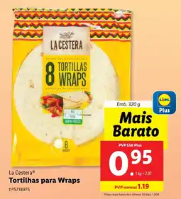 Lidl La Cestera Tortilhas para Wraps Emb. 320 g promoção