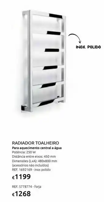 Casa Peixoto Radiador toalheiro glam.normal polido 800e promoção