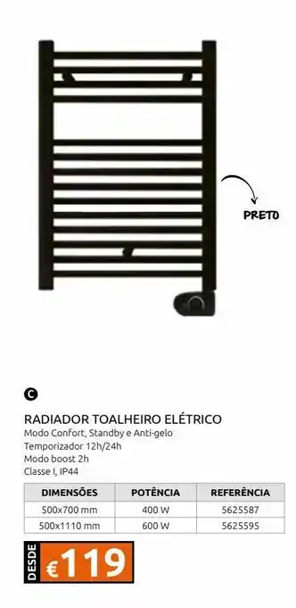 Casa Peixoto Radiador elect.toalheiro ares 700x500 negro 400w promoção