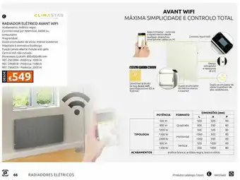 Aquecedor elétrico radiador climastar avant wi-fi 1000 w ardósia preto 50x50 cm