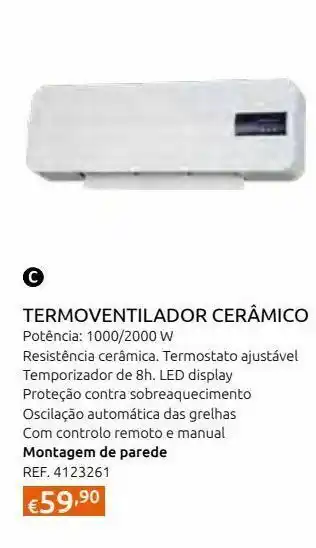 Casa Peixoto Termoventilador de parede 2000 w promoção