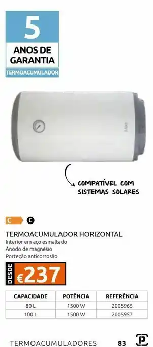 Casa Peixoto Termoacumulador horizontal baxi 80 lt promoção