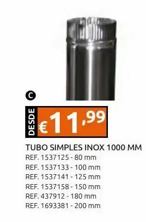 Ix inar tubo simples §80 1000mm 304