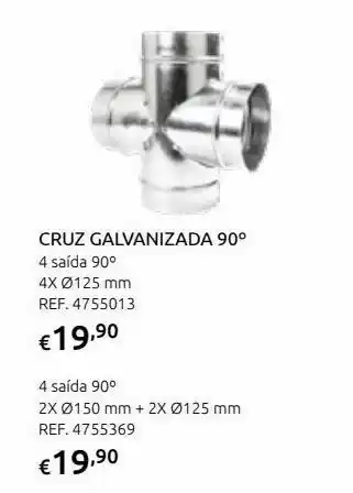 Tria cruz galv. 90º 4xø125mm