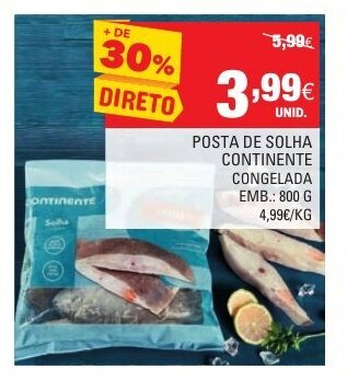 Continente Posta de Solha Continente 800g promoção