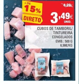 Continente Cubos de Tamboril/ Tintureira Congelados 500g promoção