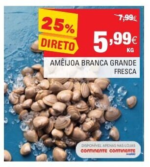Continente Amêijoa Branca Grande Fresca promoção