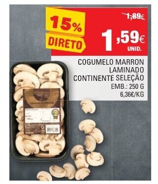 Continente Cogumelo Marron Laminado Continente 250g promoção