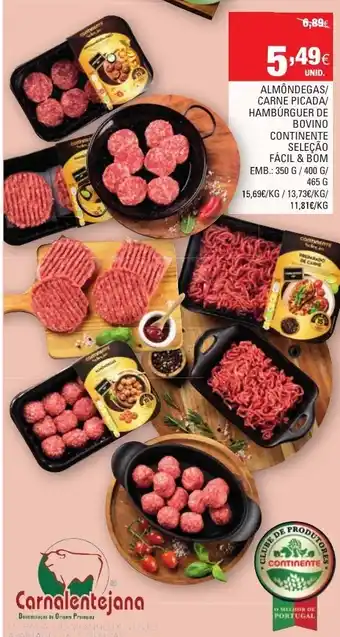 Continente Almôndegas de Carne Picada/ Hambúrguer de Bovino Continente promoção