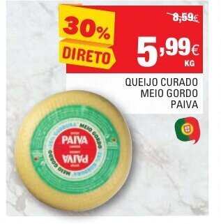Continente Queijo Curado Meio Gordo Paiva promoção