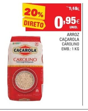 Continente Arroz Caçarola Carolino 1kg promoção
