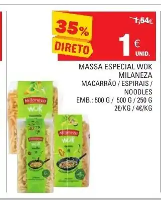 Continente Massa Especial WOK Milaneza 250g/ 500g promoção