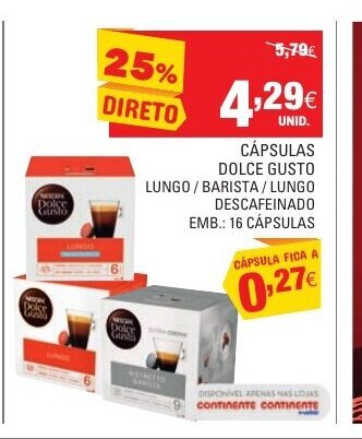 Continente Cápsulas Dolce Gusto promoção