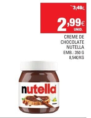 Continente Creme de Chocolate Nutella 350g promoção
