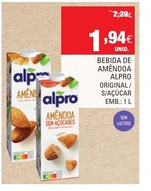 Continente Bebida de Amêndoa Alpro 1L promoção