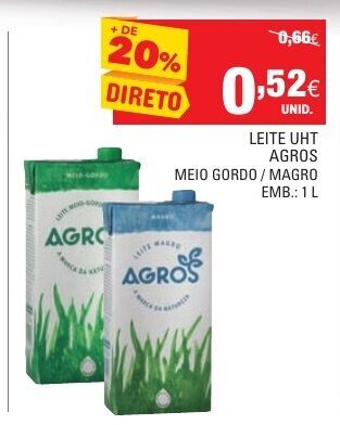 Continente Leite UHT Agros 1L promoção