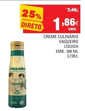 Continente Creme Culinário Vaqueiro Líquida 500ml promoção