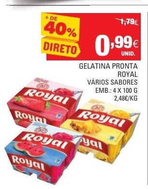 Continente Gelatina Pronta Royal 4x100g promoção