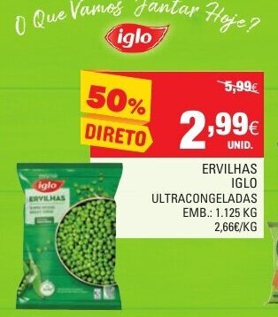 Continente Ervilhas Iglo 1,125kg promoção