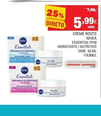 Continente Creme Rosto Nivea 50ml promoção