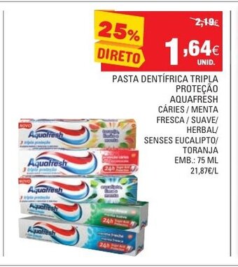 Continente Pasta Dentífrica Tripla Proteção Aquafresh 75ml promoção