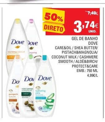 Continente Gel de Banho Dove 750ml promoção