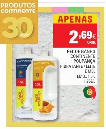 Continente Gel de Banho Continente Poupança 1.5L promoção