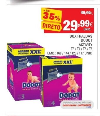 Continente Box Fraldas Dodot Activity promoção
