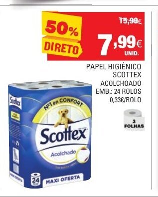 Continente Papel Higiénico Scottex 24 Rolos promoção