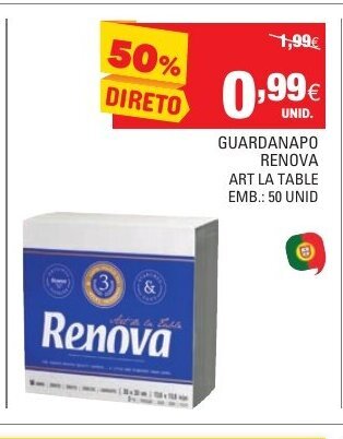 Continente Guardanapo Renova 50 Unid promoção