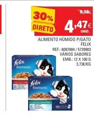 Continente Alimento Húmido P/Gato Felix 12x100g promoção