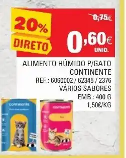 Continente Alimento Húmido para Gato Continente 400g promoção