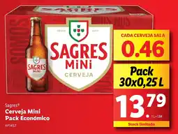 Lidl Sagres Cerveja Mini Pack Económico Pack 30x0,25 L promoção