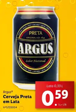 Lidl Argus Cerveja Preta em Lata Lata 0,33 L promoção