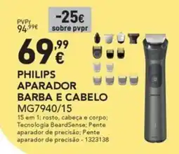 Radio Popular PHILIPS APARADOR BARBA E CABELO MG7940/15 promoção