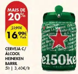 Pingo Doce CERVEJA C/ ÁLCOOL HEINEKEN BARRIL 5lt promoção