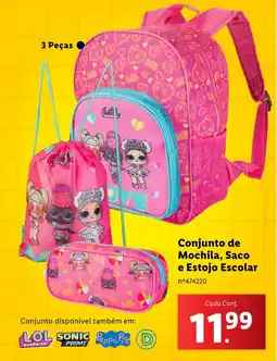Lidl Conjunto de Mochila, Saco e Estojo Escolar promoção