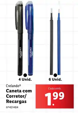 Lidl Crelando Caneta com Corretor/ Recargas promoção