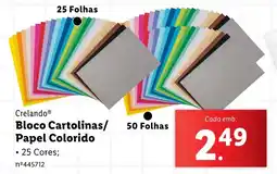 Lidl Crelando Bloco Cartolinas/ Papel Colorido promoção