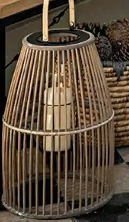 Gato Preto Lanterna asia rattan d28x42 cm promoção