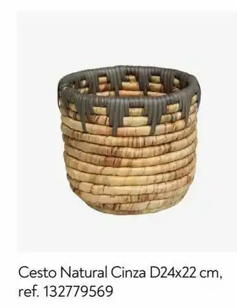 Gato Preto Cesto natural/cinza d24x22 cm promoção