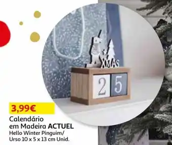 Calendário em Madeira Actuel Hello Winter Pinguim/Urso 10x5x13cm
