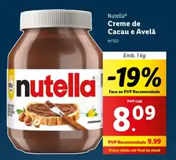 Lidl Nutella Creme de Cacau e Avelã promoção